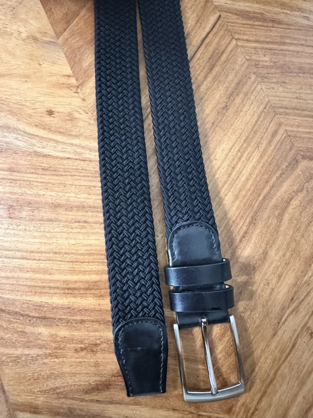 MAGNANNI Men’s Black Braided Elastic Belt SZ XLarge Classic Quiet Luxury EUC